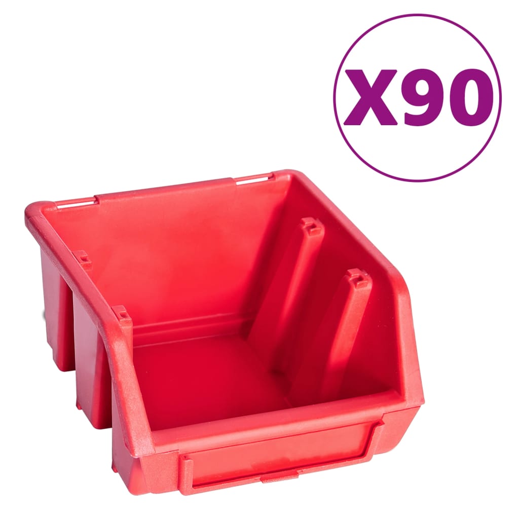 VidaXL 96-part storage set with wall panels red and black