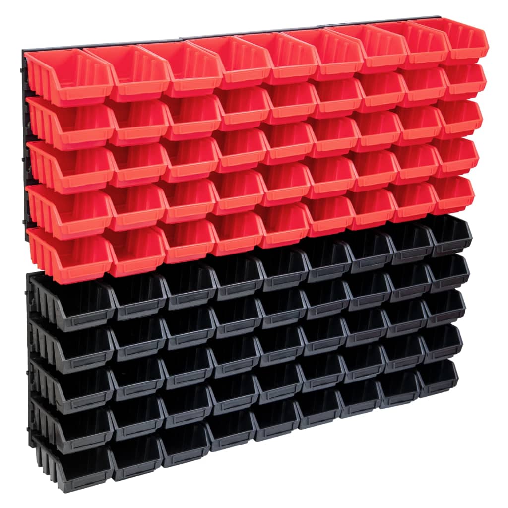 VidaXL 96-part storage set with wall panels red and black