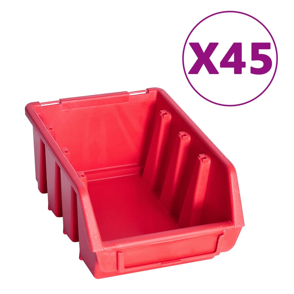 VidaXL 96-part storage set with wall panels red and black