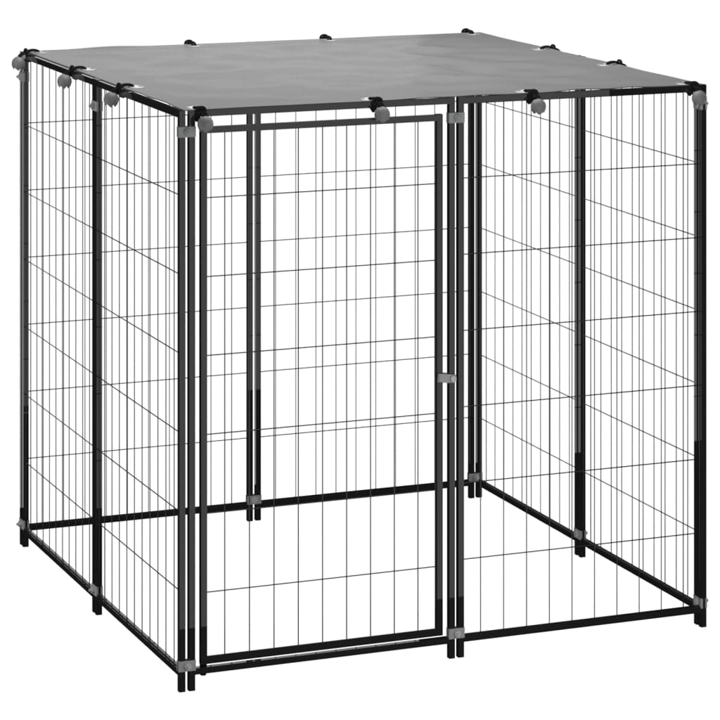 Vidaxl Dog Kennel 110x110x110 cm stalowa czarna