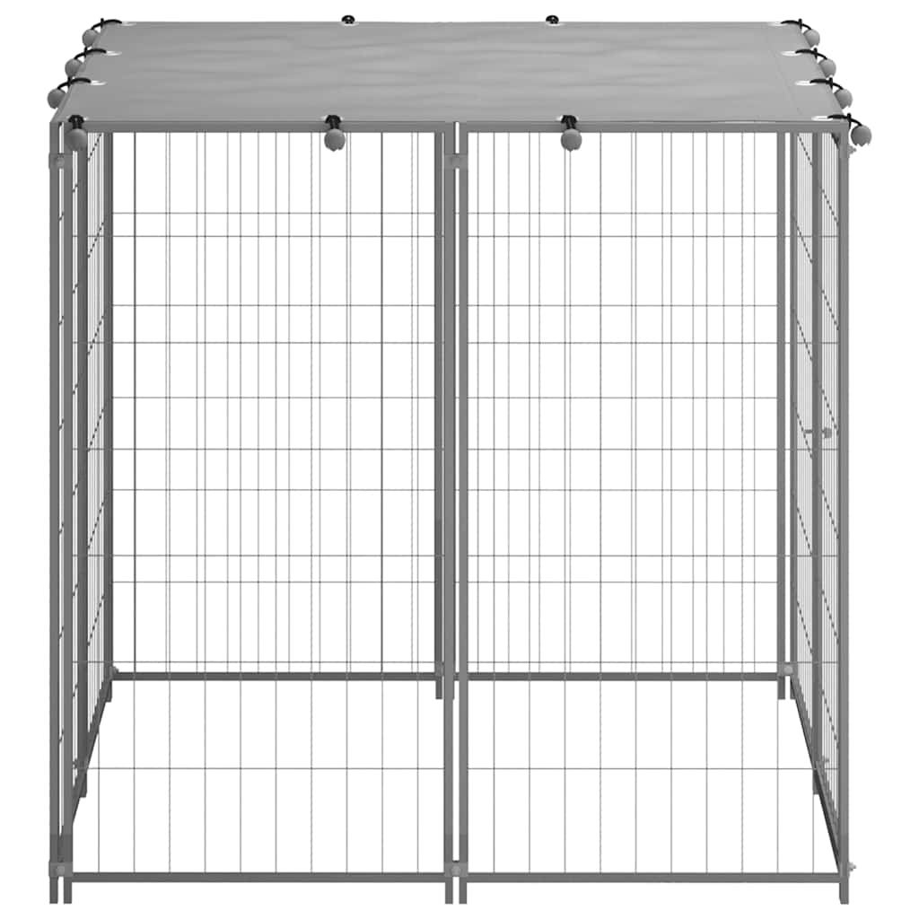 Vidaxl -Hund Kennel 110x110x110 cm Stahl Silberfarbe
