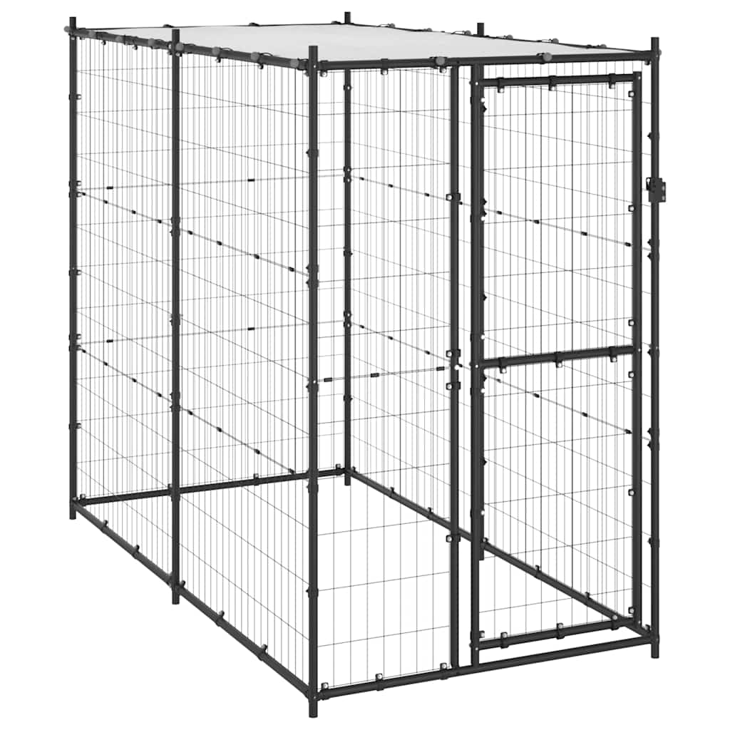 Vidaxl Dog Kennel for Outside with Roof 110x220x180 cm stål