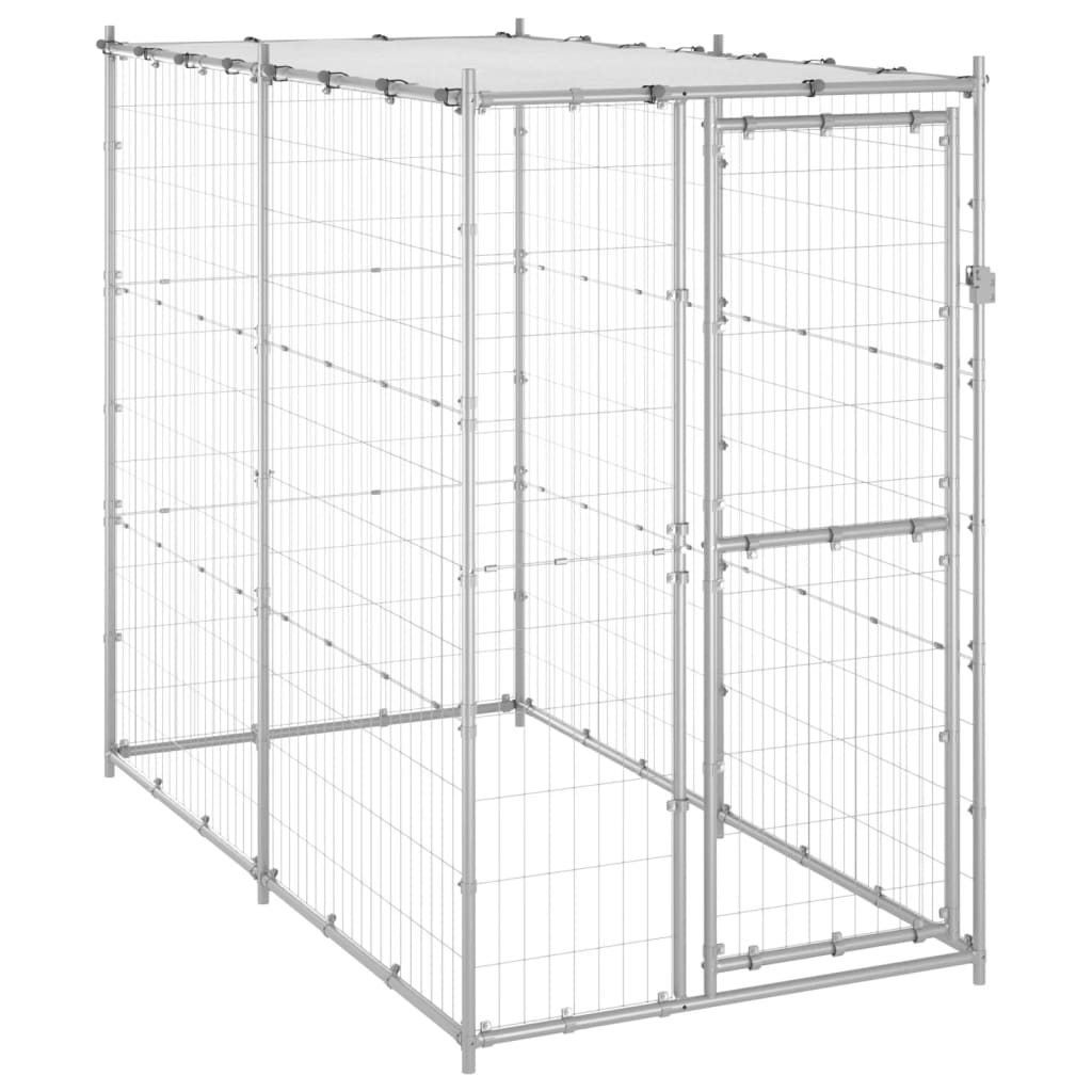 Vidaxl dog kennel outside with roof 110x220x180 cm galvanized steel