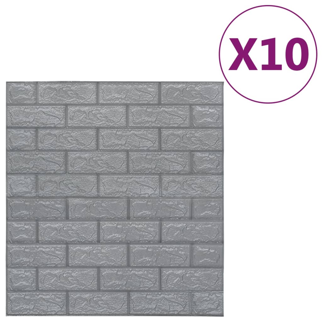 Vidaxl 3D wallpaper self-adhesive 10 st brick anthracite-colored