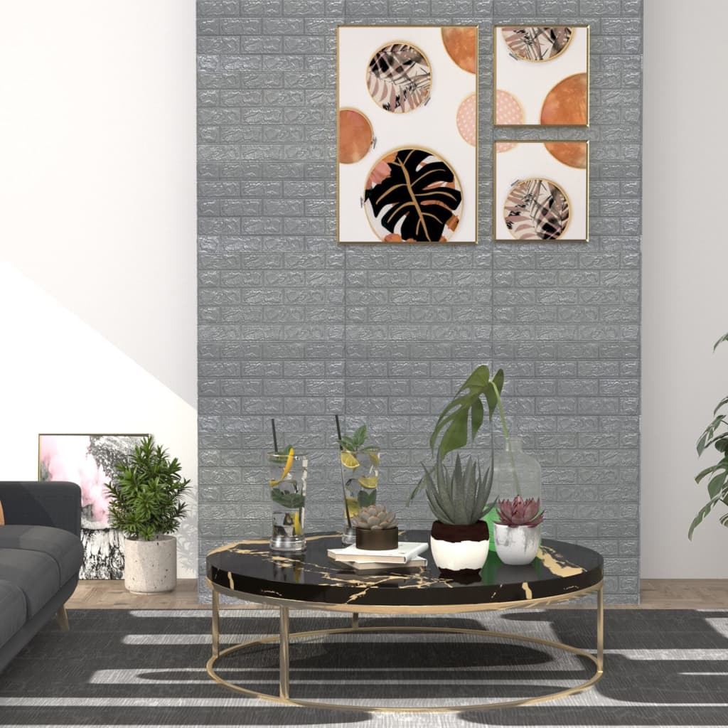 Vidaxl 3D wallpaper self-adhesive 10 st brick anthracite-colored