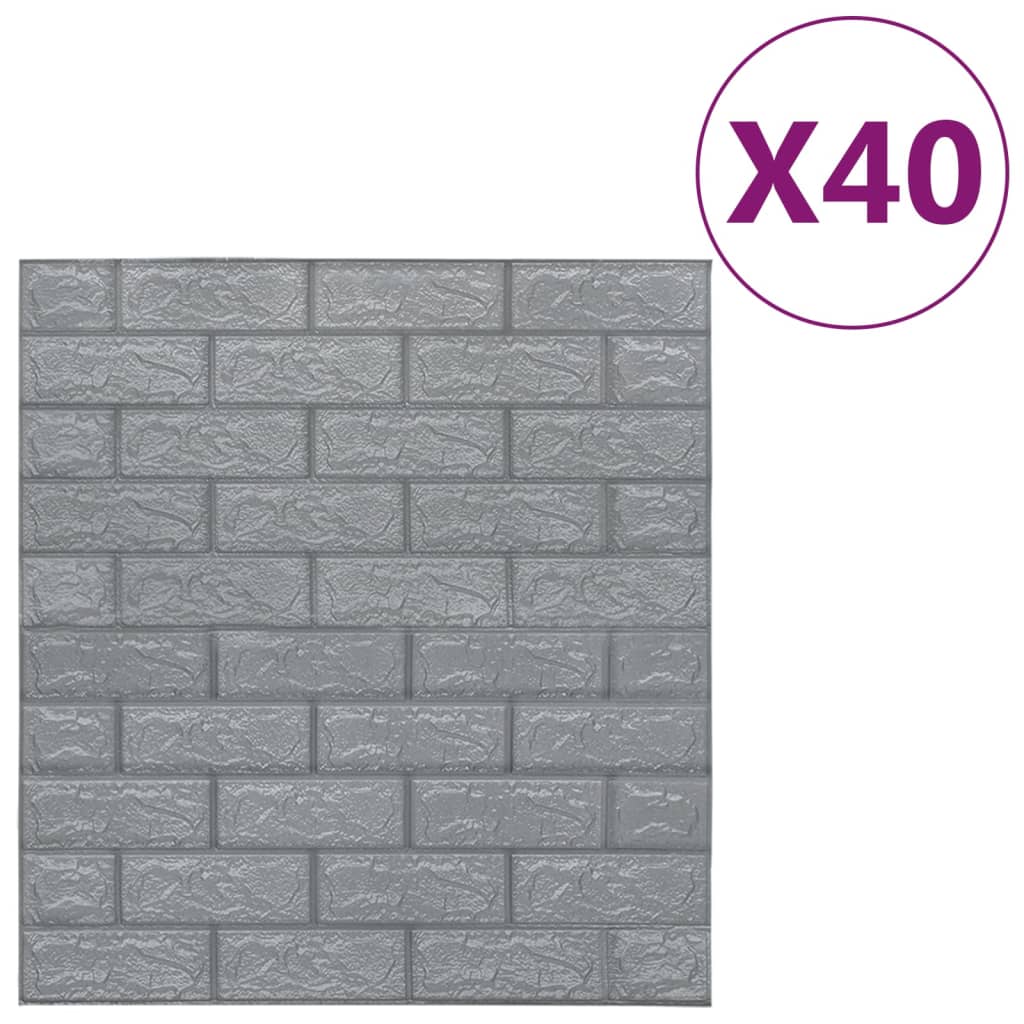 Vidaxl 3D Wallpaper autoadesivo 40 St Brick Anthracite-colorato