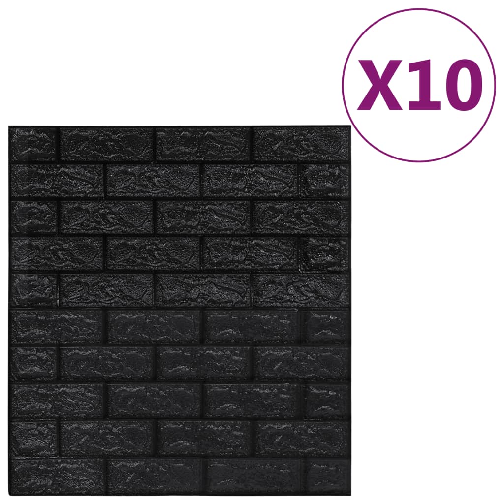 Vidaxl 3d Tapete Selbstklebend 10 St. Ziegelschwarz schwarz
