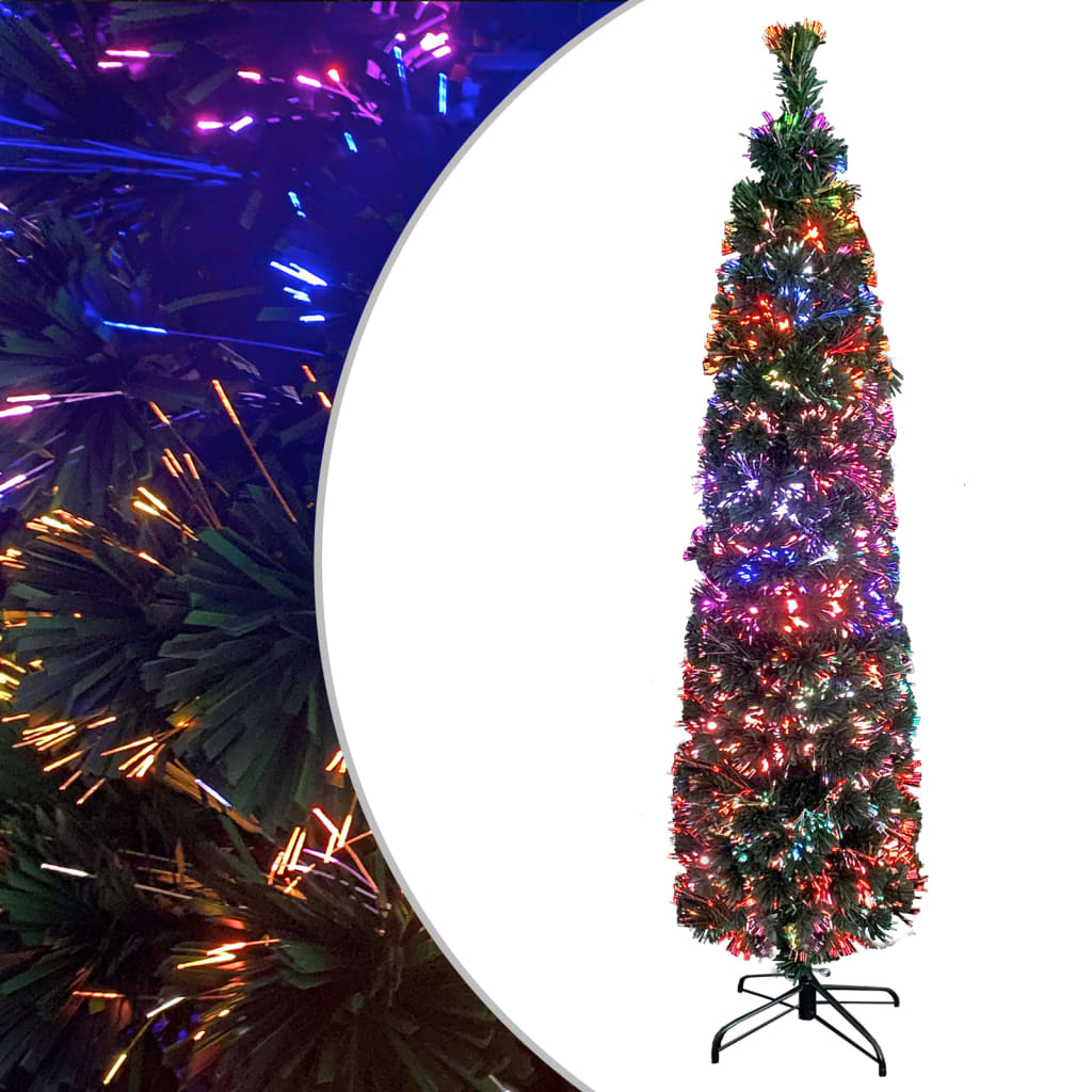 Vidaxl Kunstkerstboom con fibra óptica estrecha estándar de 150 cm