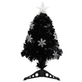 Árvore de Natal de Vidaxl com flocos de neve LED 64 cm de fibra óptica preta