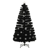 Vidaxl božično drevo z LED snežnimi kosmiči 120 cm optična črna vlakna