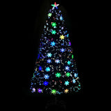 Vidaxl božično drevo z LED snežnimi kosmiči 120 cm optična črna vlakna