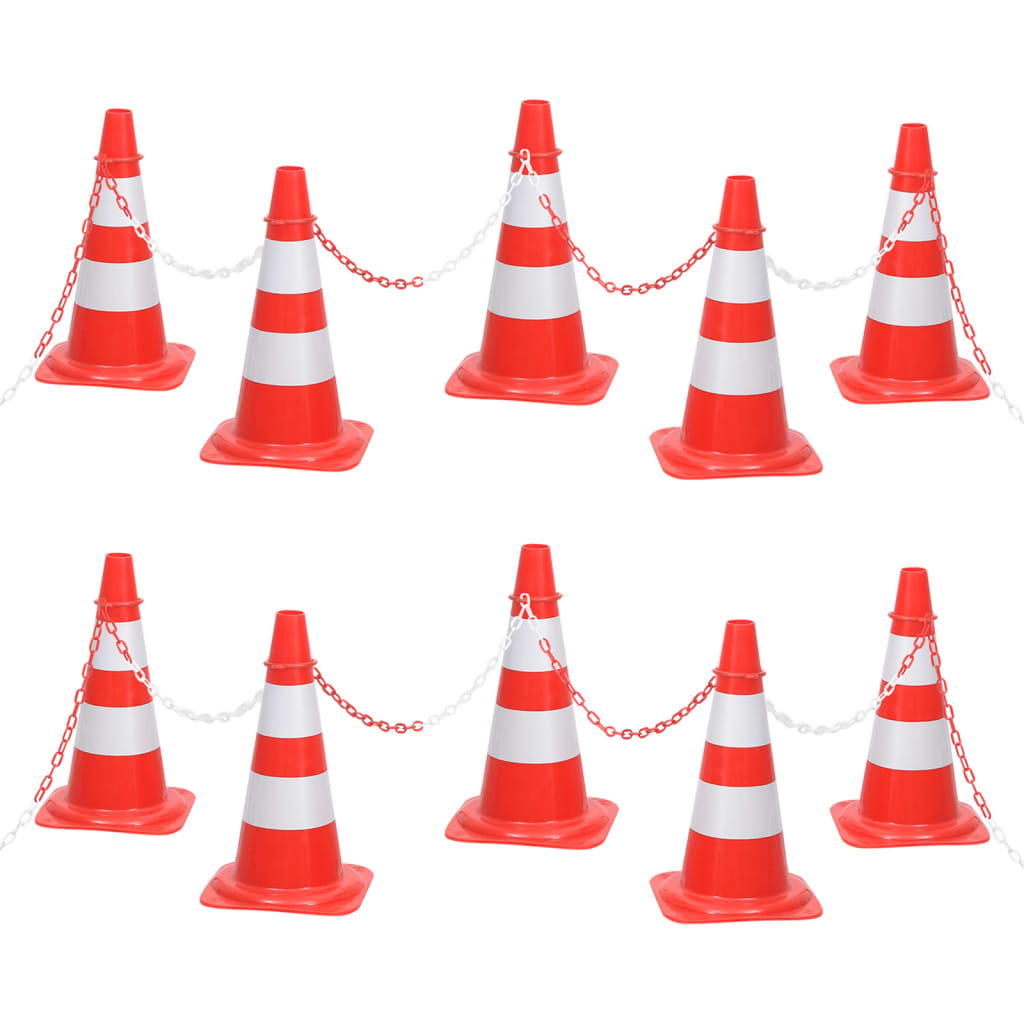 Vidaxl cones set with chain 10 m red and white