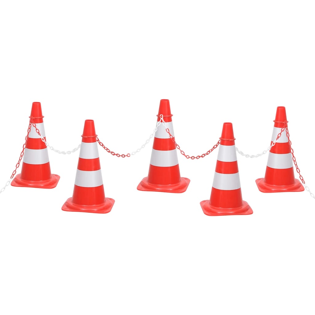 Vidaxl cones set with chain 10 m red and white