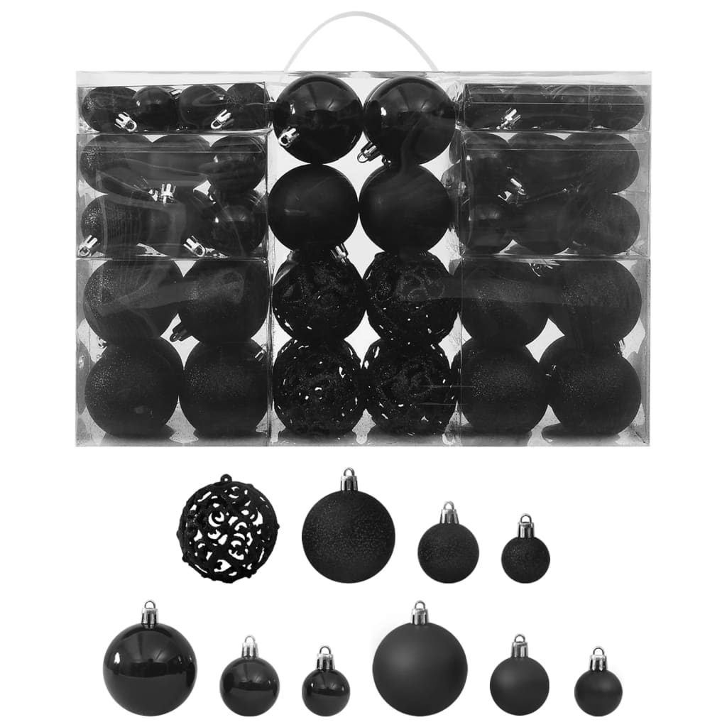Vidaxl 100-piece Christmas ball set Black