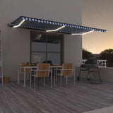 VidaXL Automatic Awning with LED and Wind Sensor 600x300 cm Blue White