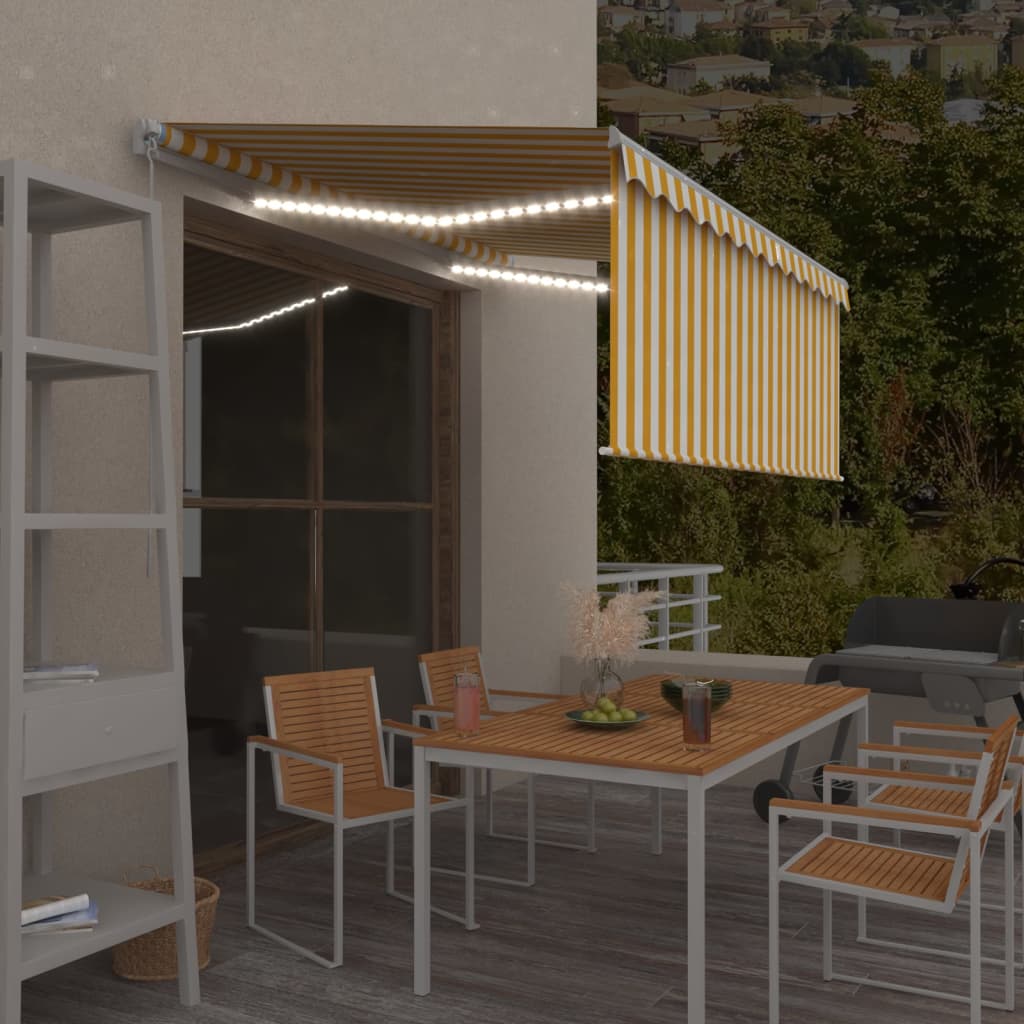 Vidaxl Luifel manually extendable roller blind LED 3x2.5 m yellow and white