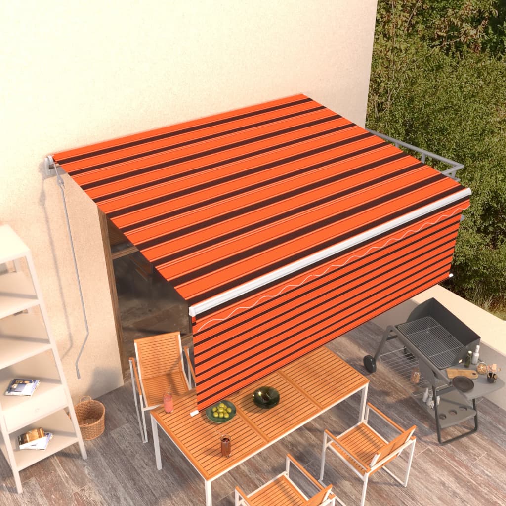 Vidaxl Luifel Automatic Extensible Roller Blind 4x3 m Orange Brown