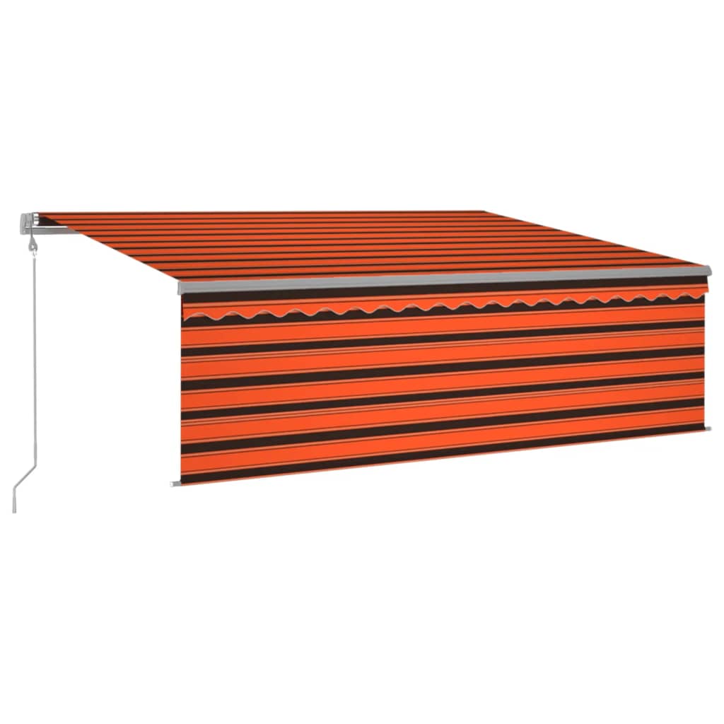 Vidaxl Luifel con rullo cieco, a LED e sensore del vento 4x3 m arancione e marrone