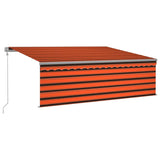 Vidaxl Luifel con rullo cieco, a LED e sensore del vento 4x3 m arancione e marrone