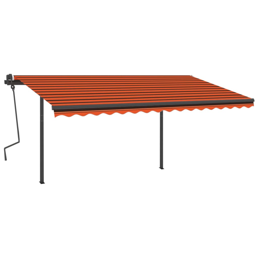 Vidaxl Luifel se puede extender manualmente con postes de 4x3 m naranja y marrón