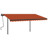 Vidaxl Luifel se puede extender manualmente con postes de 4x3 m naranja y marrón