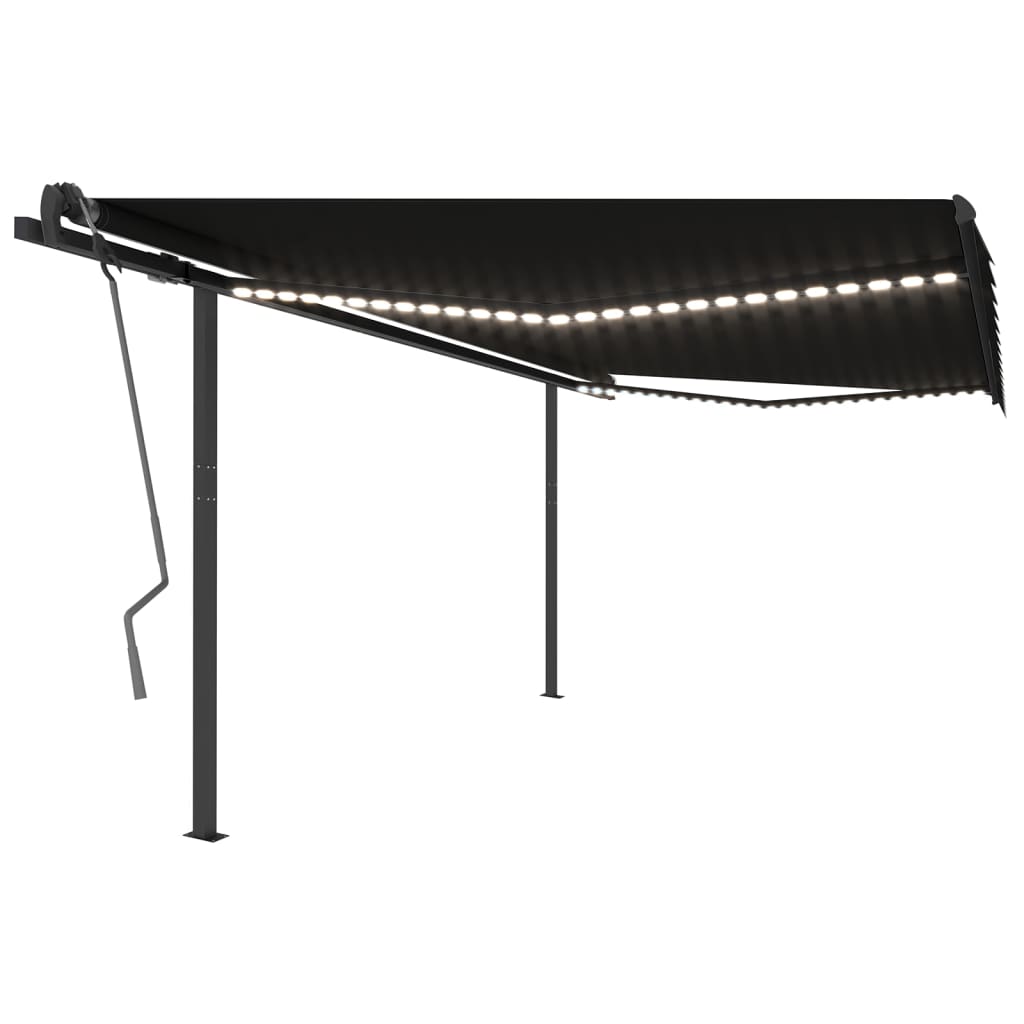 Vidaxl luifel ručně rozšiřitelný s LED 4x3 m anthracite -colored