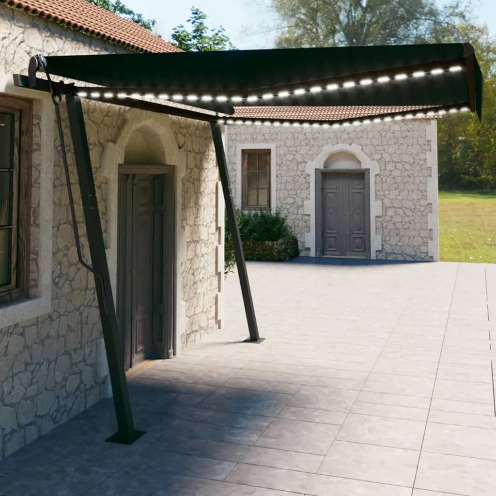 Vidaxl luifel ručně rozšiřitelný s LED 4x3 m anthracite -colored