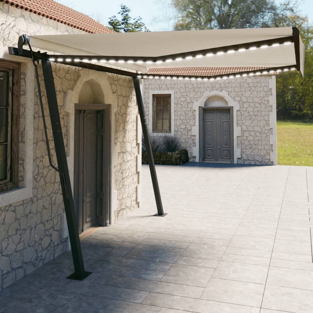 Vidaxl Luifel automatic with LED and wind sensor 4x3 m cream -colored