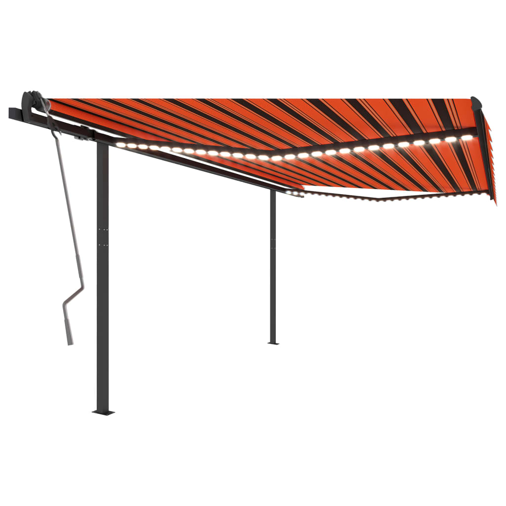 Vidaxl Luifel samodejno z LED in vetrnim senzorjem 4x3 m oranžna in rjava