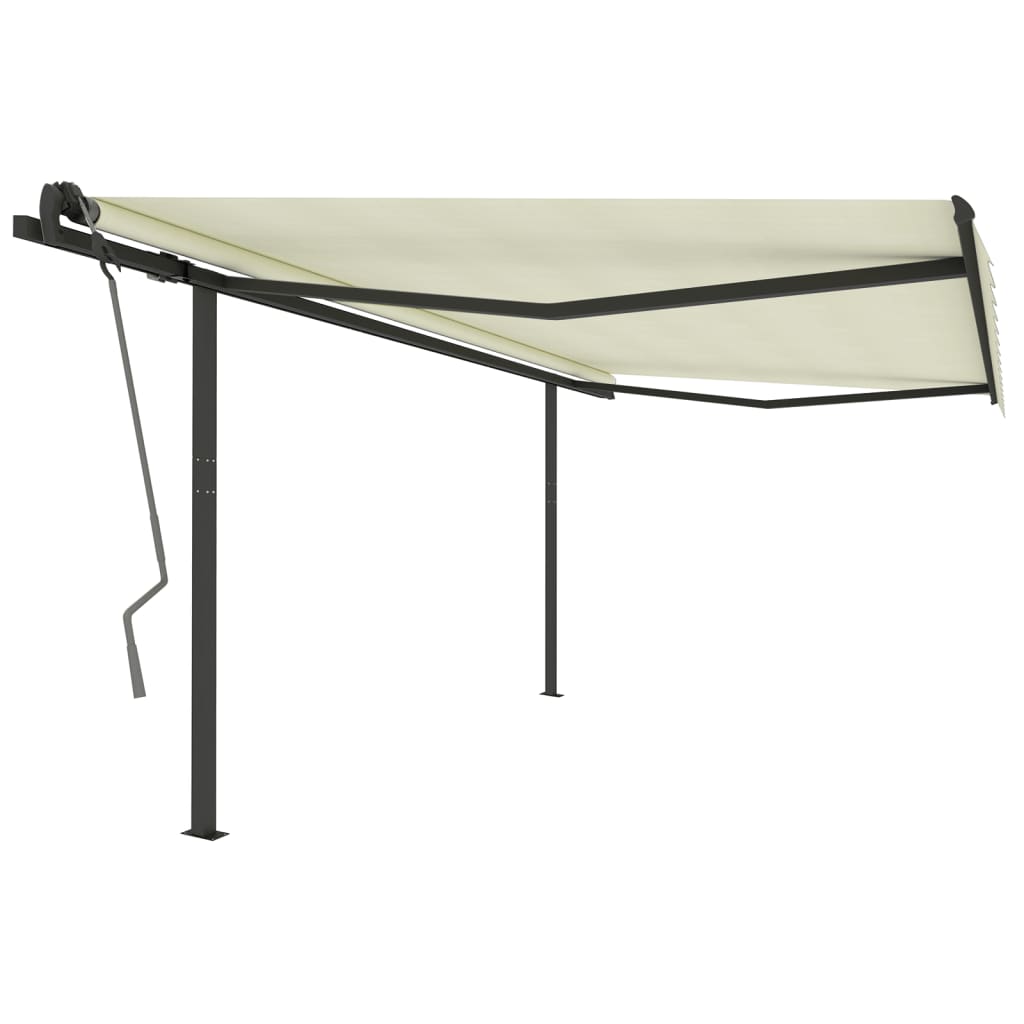 Vidaxl Luifel automatically extendable with posts 4.5x3 m cream -colored