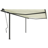 Vidaxl Luifel automatically extendable with posts 4.5x3 m cream -colored