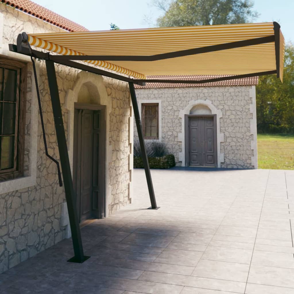 Vidaxl Luifel se automaticky rozšiřuje s příspěvky 4,5x3 m žluté a bílé