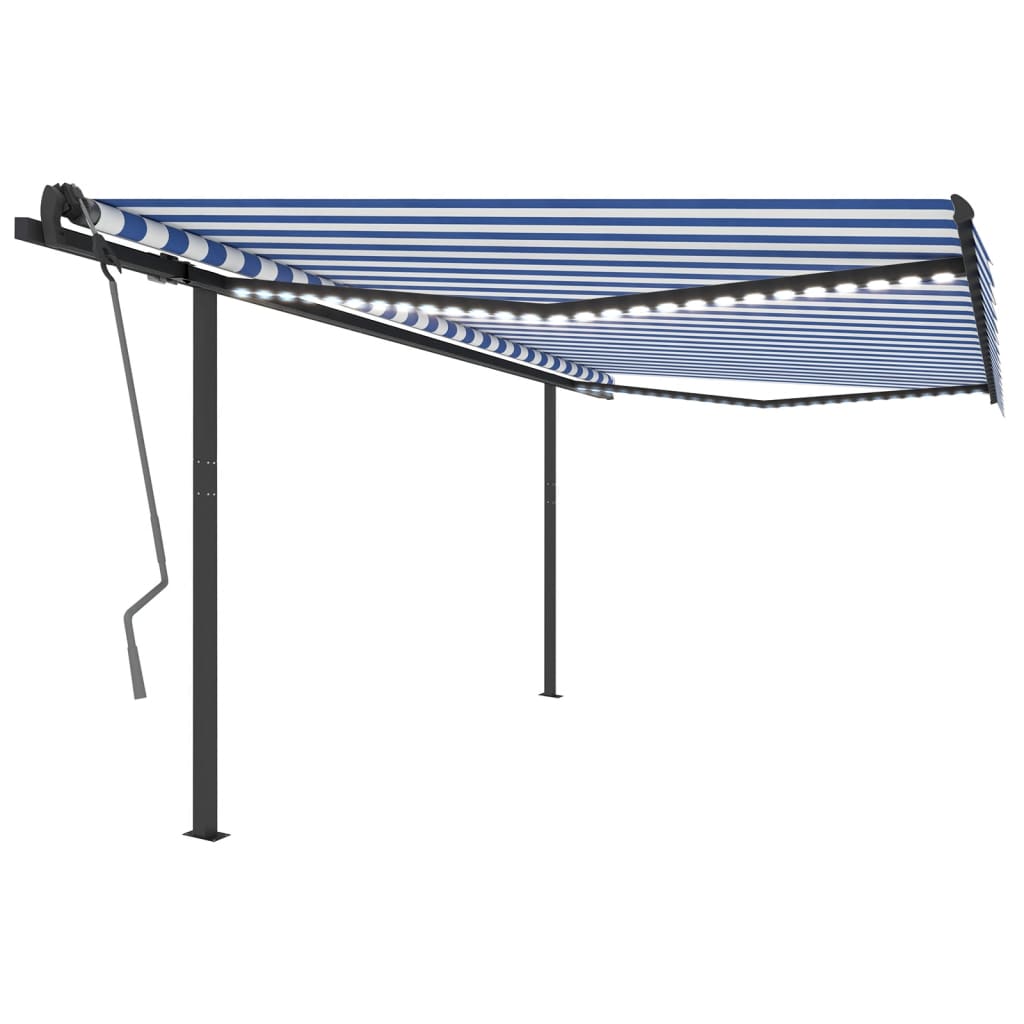 Vidaxl Luifel automatic with LED and wind sensor 4.5x3 m blue and white