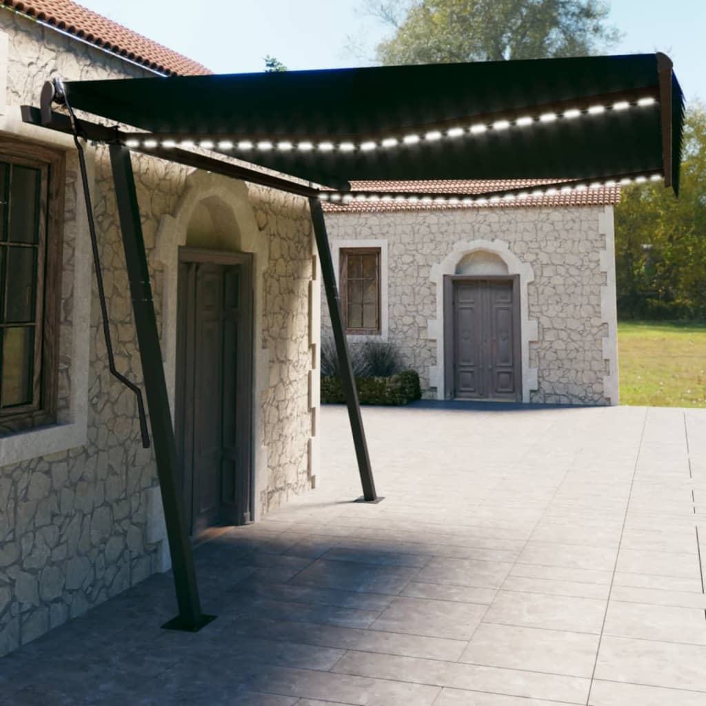 Vidaxl Luifel Automatic s barvou antracitu 4,5x3 m s LED a větrem