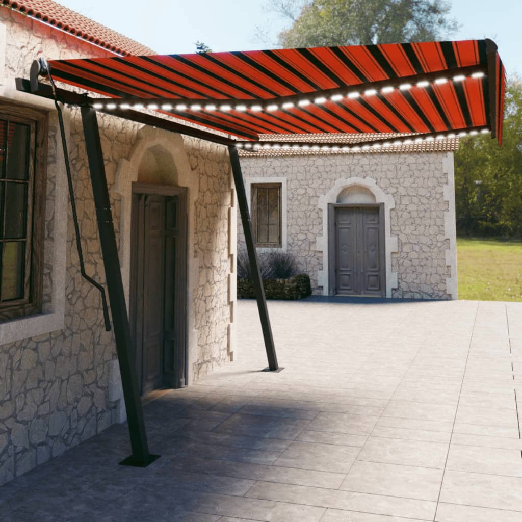 Vidaxl Luifel automatic with LED and wind sensor 4.5x3 m orange brown