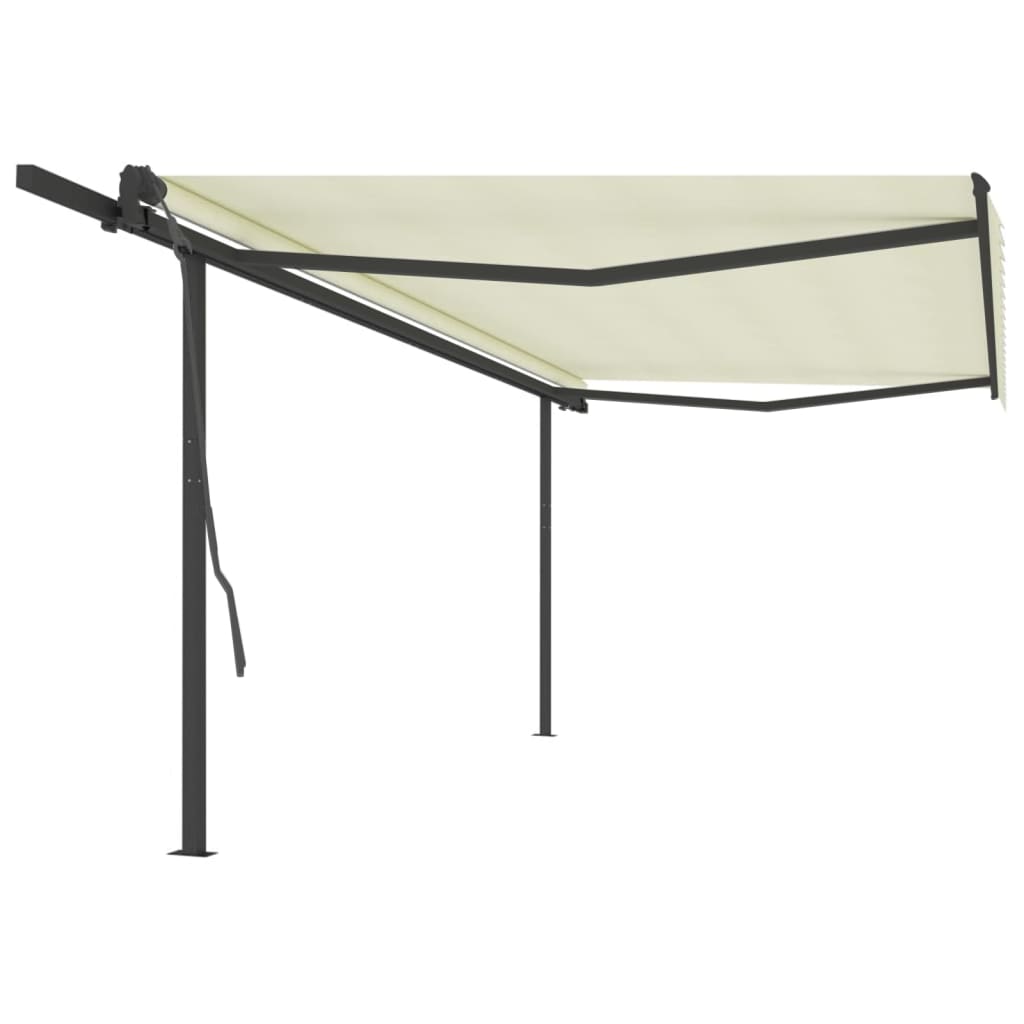 Vidaxl luifel extensible manuellement avec des poteaux 5x3 m crème -colored