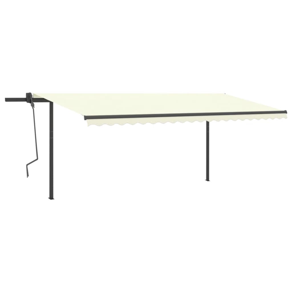 Vidaxl luifel extensible manuellement avec des poteaux 5x3 m crème -colored