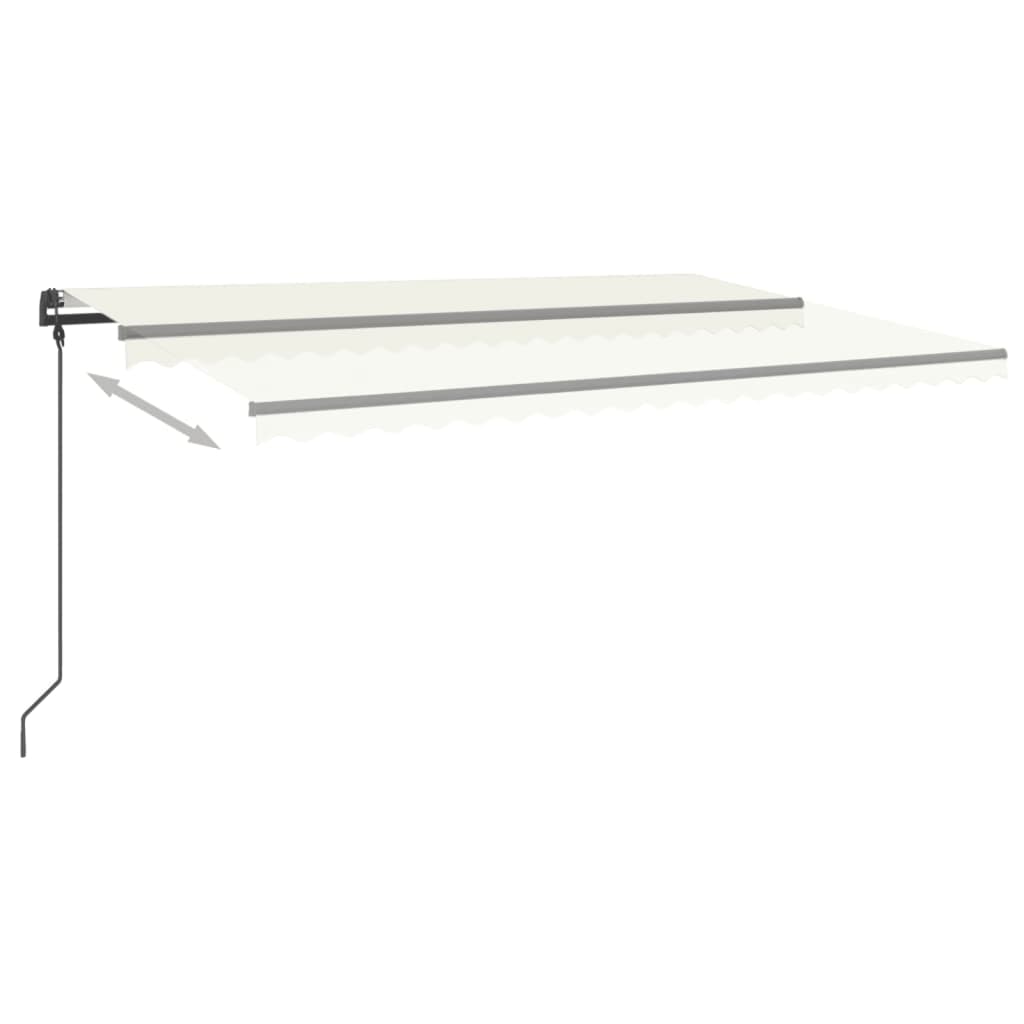 Vidaxl luifel extensible manuellement avec des poteaux 5x3 m crème -colored