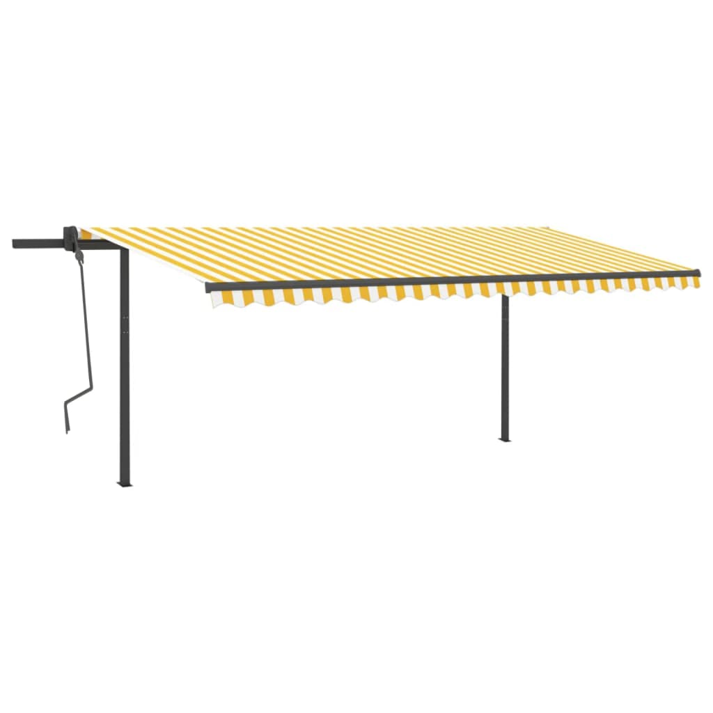 Vidaxl Luifel se puede extender manualmente con postes de 5x3 m de amarillo y blanco