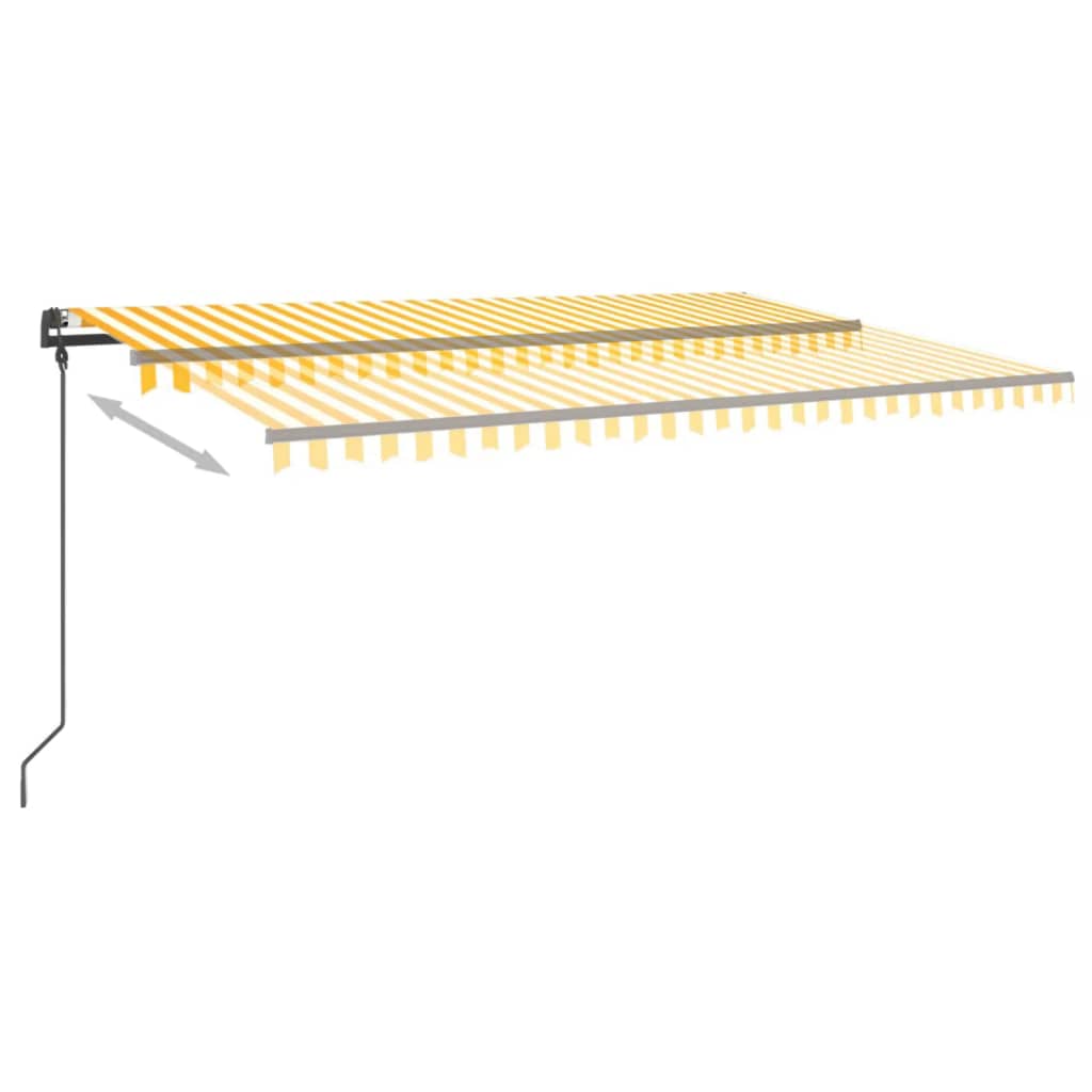 Vidaxl Luifel se puede extender manualmente con postes de 5x3 m de amarillo y blanco