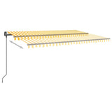 Vidaxl Luifel se puede extender manualmente con postes de 5x3 m de amarillo y blanco