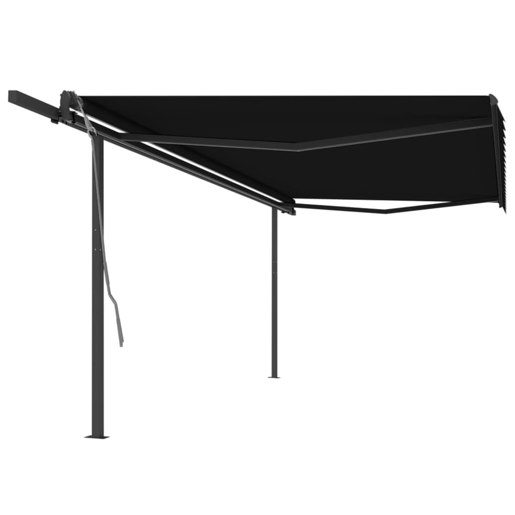 Vidaxl luifel extensible manuellement avec des poteaux 5x3 m anthracite -colored