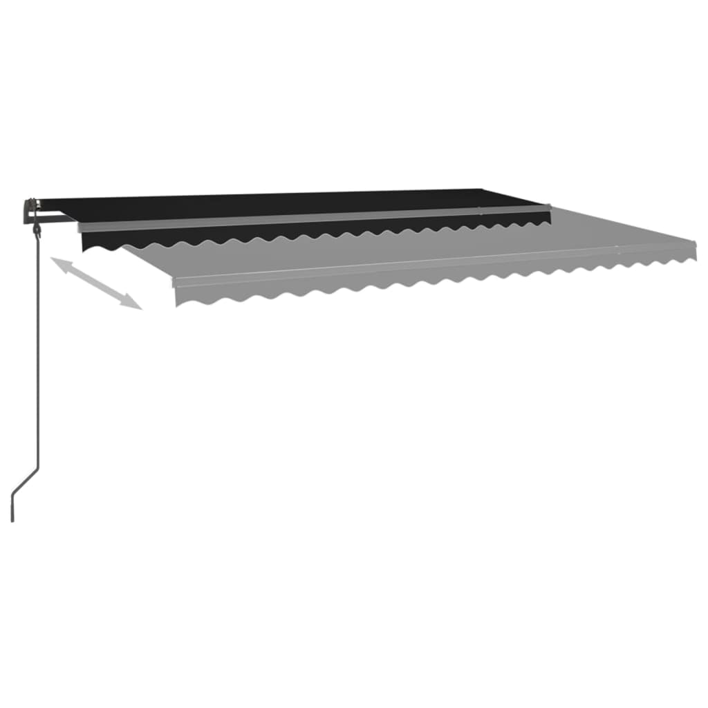 Vidaxl luifel extensible manuellement avec des poteaux 5x3 m anthracite -colored