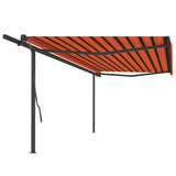 Vidaxl Luifel manually extendable with posts 5x3 m orange and brown