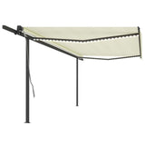 Vidaxl Luifel manually extendable with LED 5x3 m cream -colored