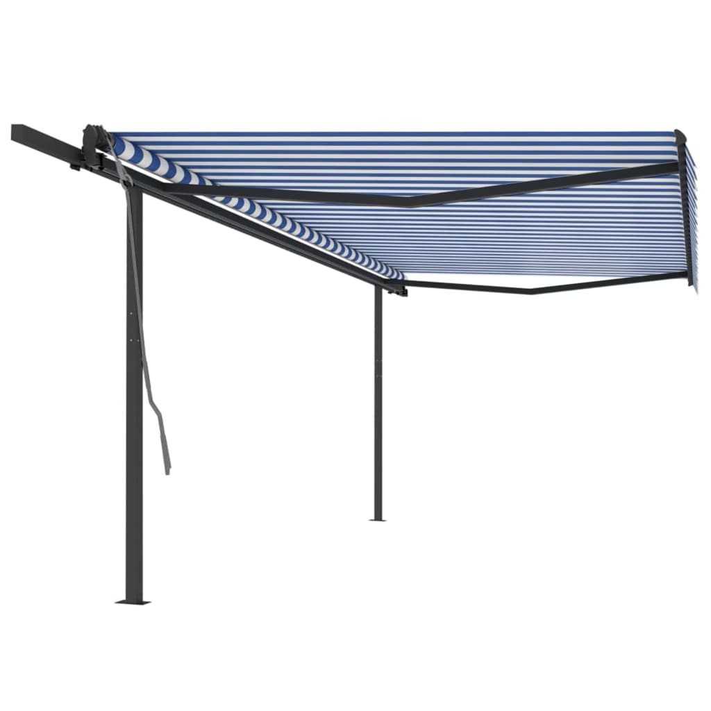 Vidaxl Luifel automatically extendable with posts 5x3 m blue and white