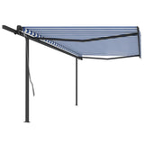 Vidaxl Luifel automatically extendable with posts 5x3 m blue and white