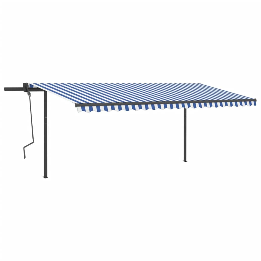 Vidaxl Luifel automatically extendable with posts 5x3 m blue and white