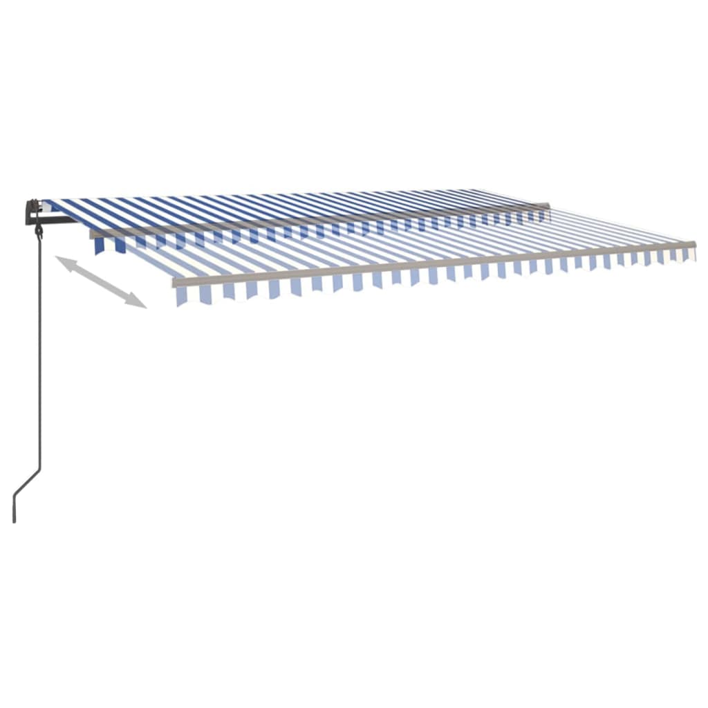 Vidaxl Luifel automatically extendable with posts 5x3 m blue and white