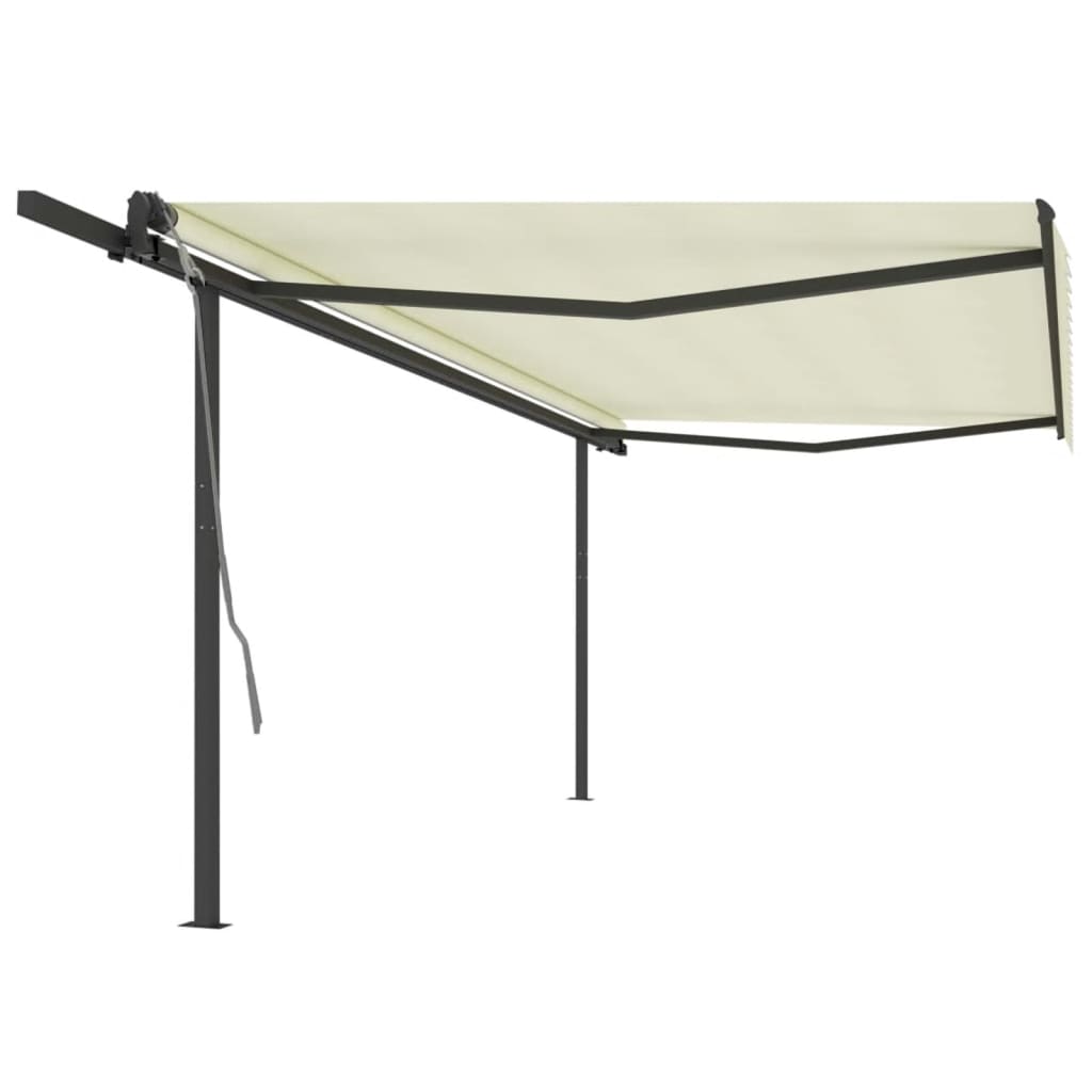 Vidaxl Luifel automatically extendable with posts 5x3 m cream -colored